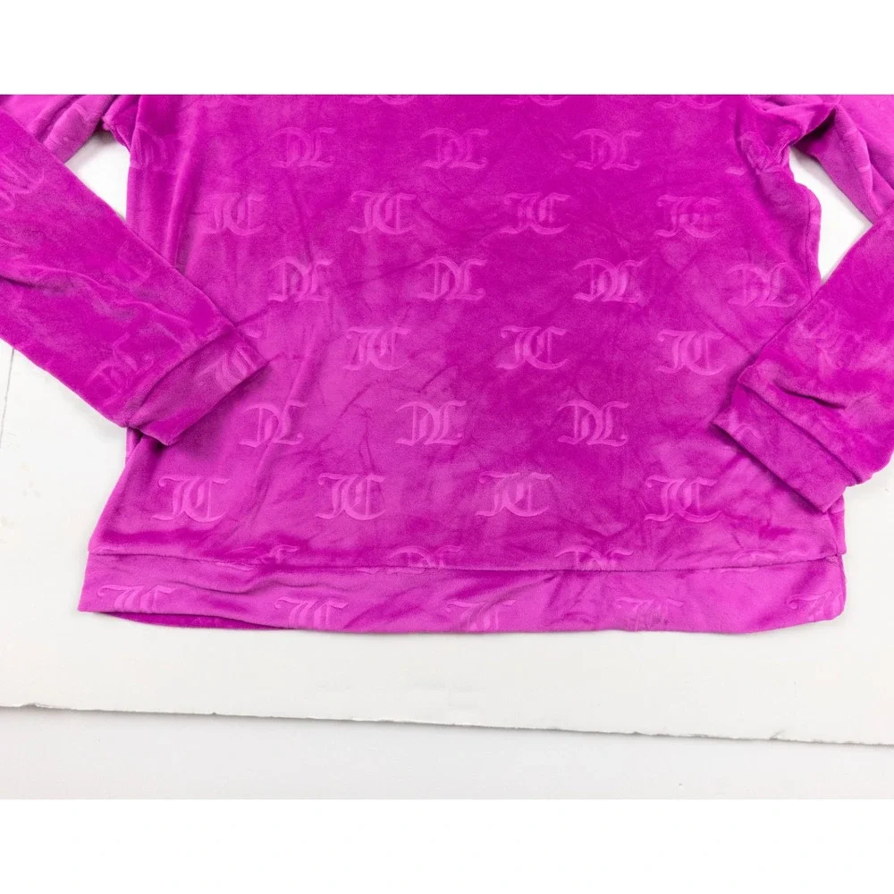 Juicy Couture Top Womens Medium Pink Sleepwear Velour Long Sleeve Lounge Ladies